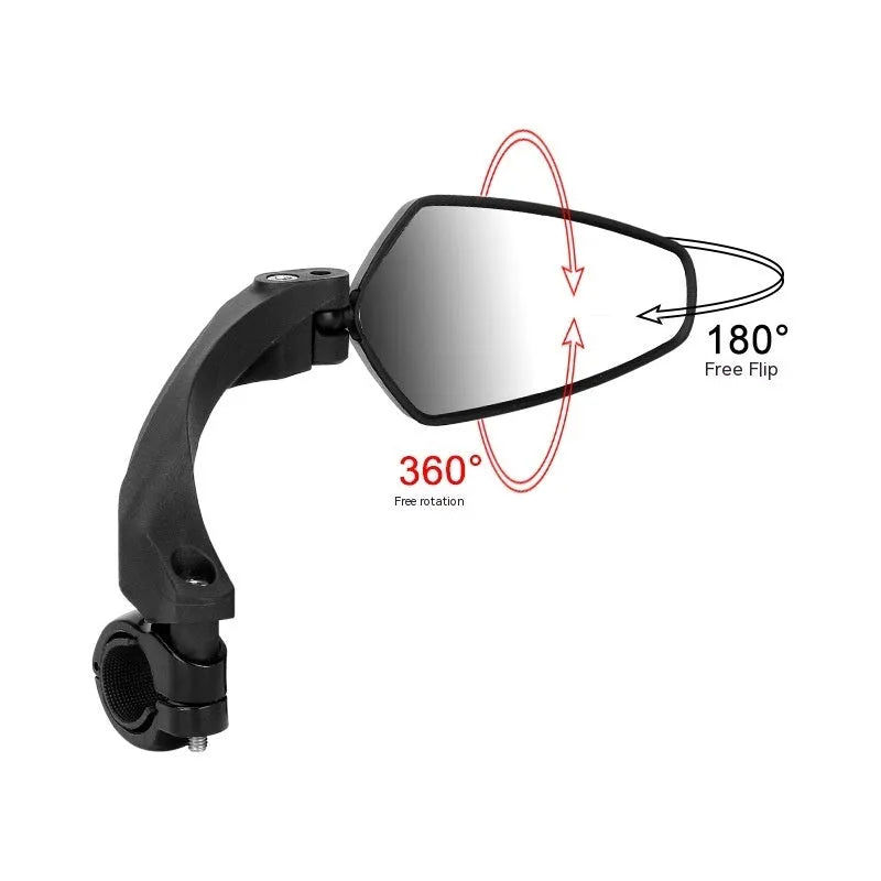 Black PMMA acrylic bicycle rearview mirror for mountain bikes with rotatable mounting