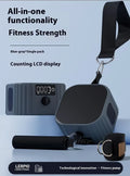 Multi-functional fitness tensioner with adjustable resistance dial showing 2-20kg range in blue grey colour