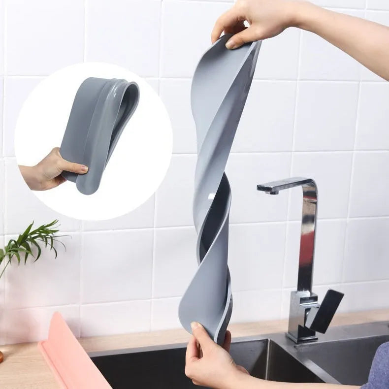 Flexible silicone kitchen sink water blocking plate in grey, blue or black colours
