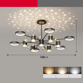Black iron pendant chandelier with 13 LED light heads and adjustable hanging height