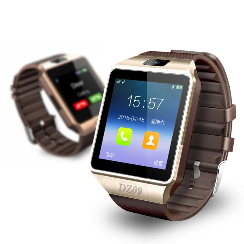Smart watch with Bluetooth call on wrist, showing 1.44-inch touch screen in black, gold, silver grey, or white colour.