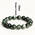 A single-ring green dragon crystal bracelet with round beads and a ruyi design element.