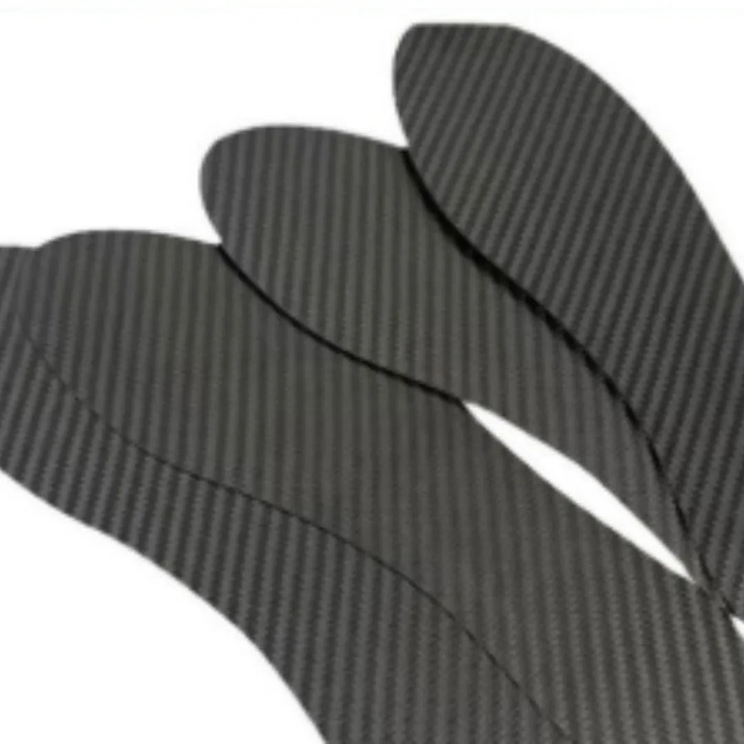 3K carbon fibre running insoles showing full palm design, available in black with three thickness options