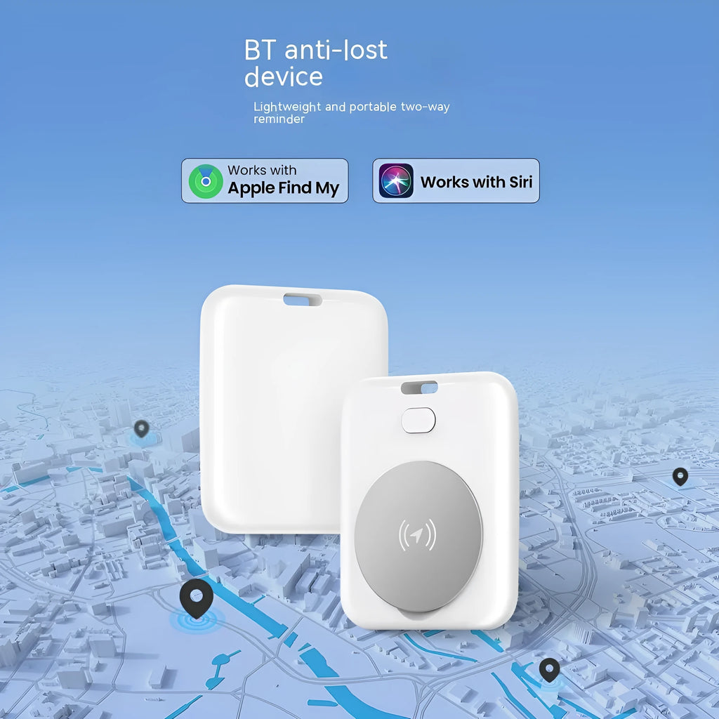 White ABS plastic pet tracking device showing portable attachment method
