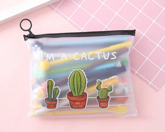 Marvel Cactus Boys cartoon design 20 black pens in a white plastic storage case