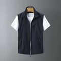 Men's rabbit fur slim fit waistcoat coat with hooded collar in army green colour