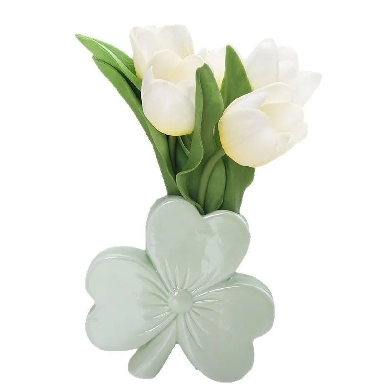 European style ceramic desktop vase in pink, red, light green, or white colour