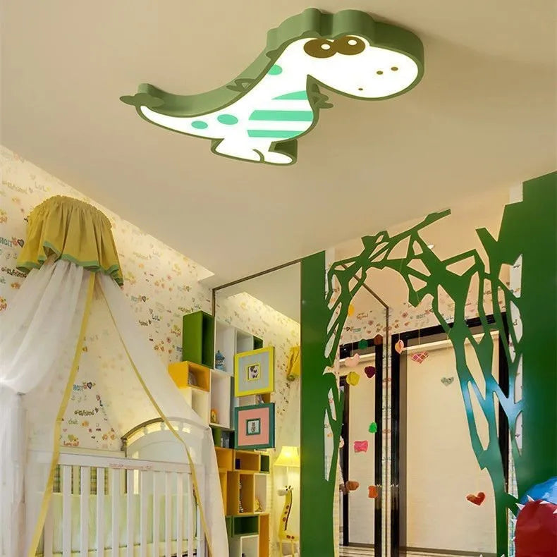 Cartoon dinosaur ceiling light with 48cm diameter PVC shade and aluminium fixture