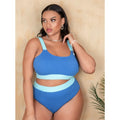 Women's high waist bikini set with triangle top in pure colour