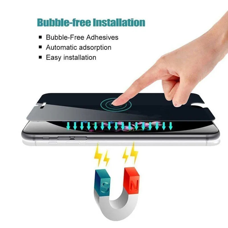 Black anti-peeping tempered glass screen protector for iPhone with HD clarity