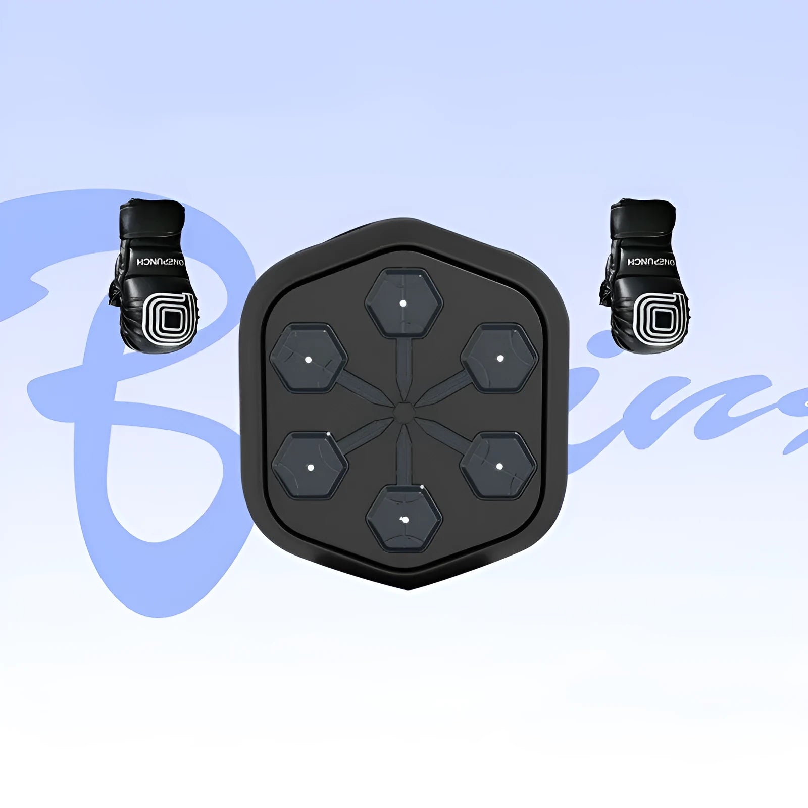 Black smart music boxing machine with Bluetooth connection and boxing gloves