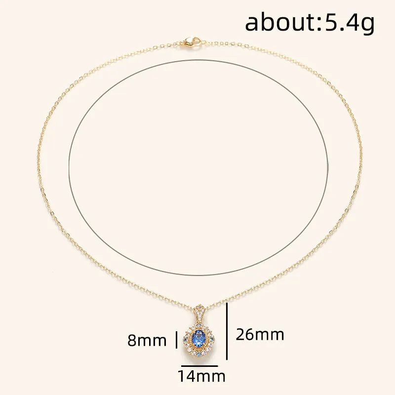 Adjustable women's necklace with mixed gemstone pendant on gold-colour box chain