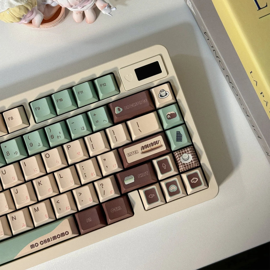 Matcha green theme mechanical keyboard keycap set with five-sided sublimation printing