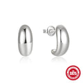 C-shaped sterling silver stud earrings with gold electroplated finish