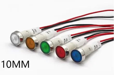 10mm stainless steel edge plastic indicator light with wire for panel mounting