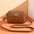 Women's solid colour PU shoulder bag with three-dimensional pocket in horizontal square shape